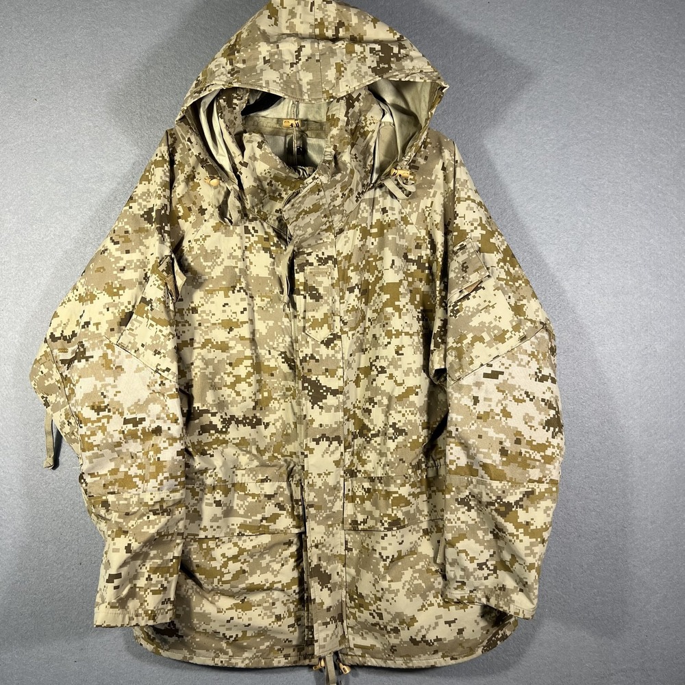 Camo Jacket Mens XL Beige Digital Camo Hooded Parka Hunting Outdoor